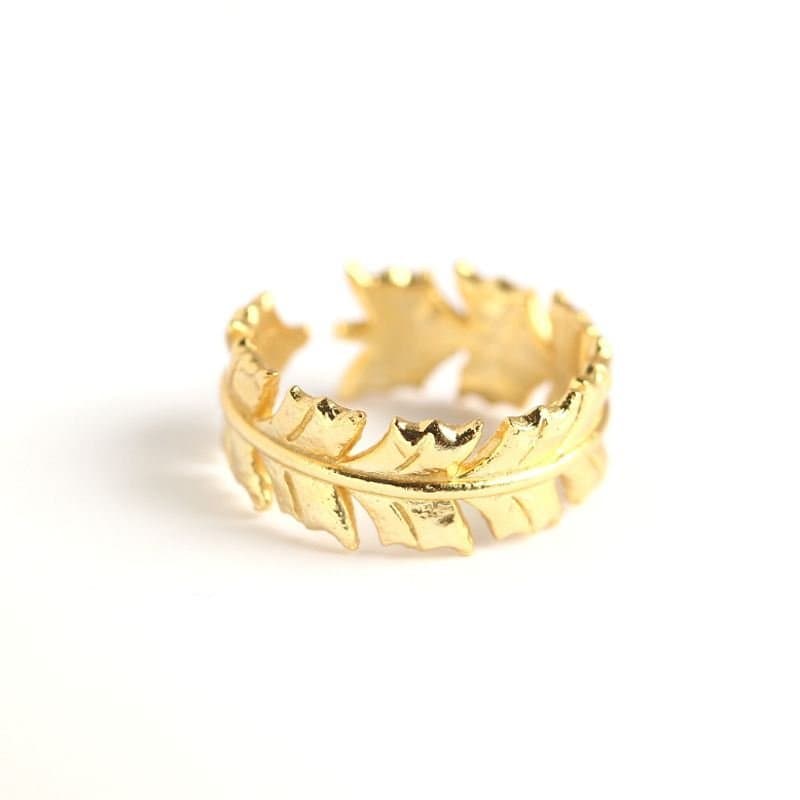Leaf Shape 925 Sterling Silver Adjustable Ring