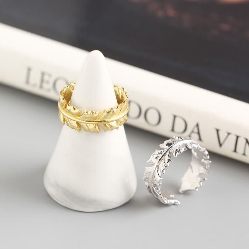 Leaf Shape 925 Sterling Silver Adjustable Ring