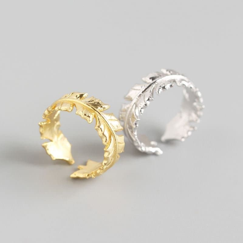 Leaf Shape 925 Sterling Silver Adjustable Ring