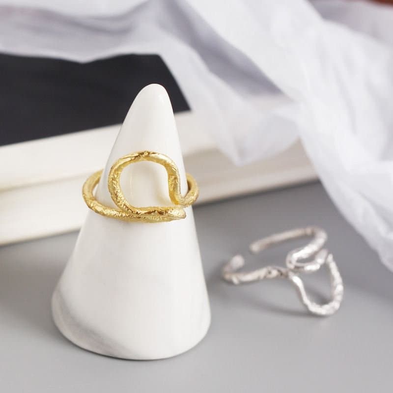 Minimalism Line Cross 925 Sterling Silver Adjustable Ring