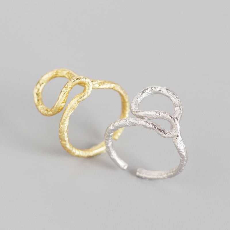 Minimalism Line Cross 925 Sterling Silver Adjustable Ring