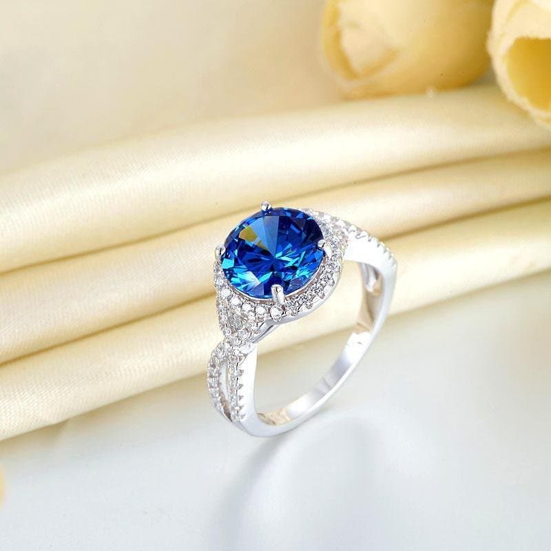 3 Carat Navy Blue Stone Ring