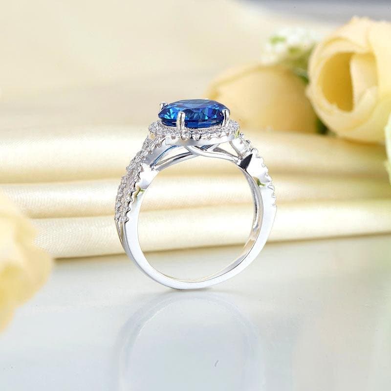 3 Carat Navy Blue Stone Ring