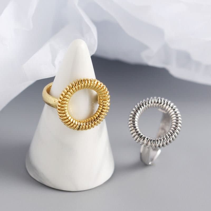 Round Spring 925 Sterling Silver Adjustable Ring