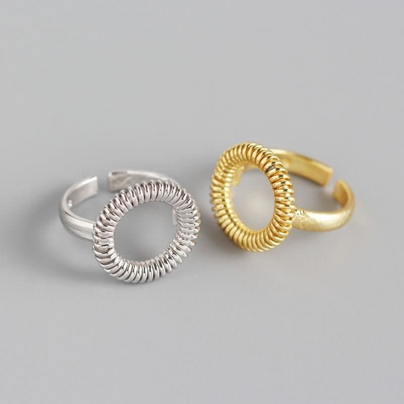 Round Spring 925 Sterling Silver Adjustable Ring