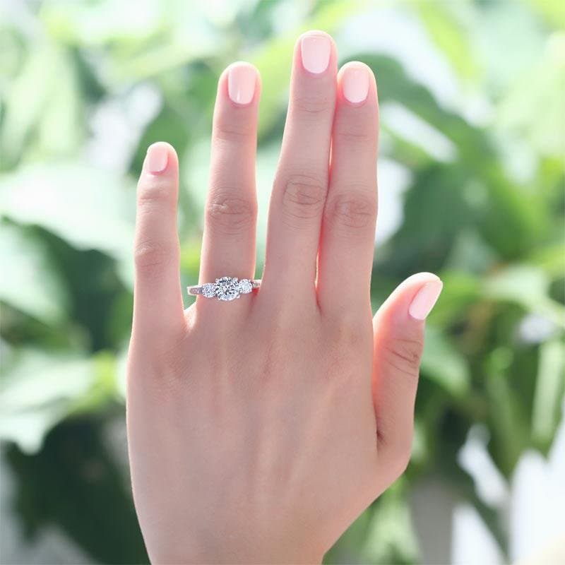 3 Stone Created Diamond Ring