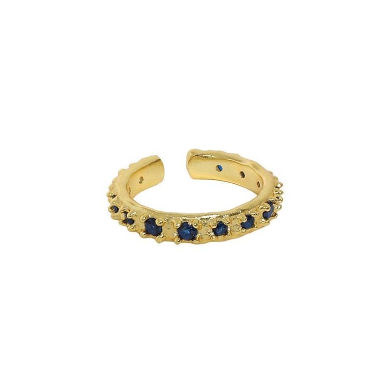 Irregular Blue CZ 925 Sterling Silver Adjustable Ring