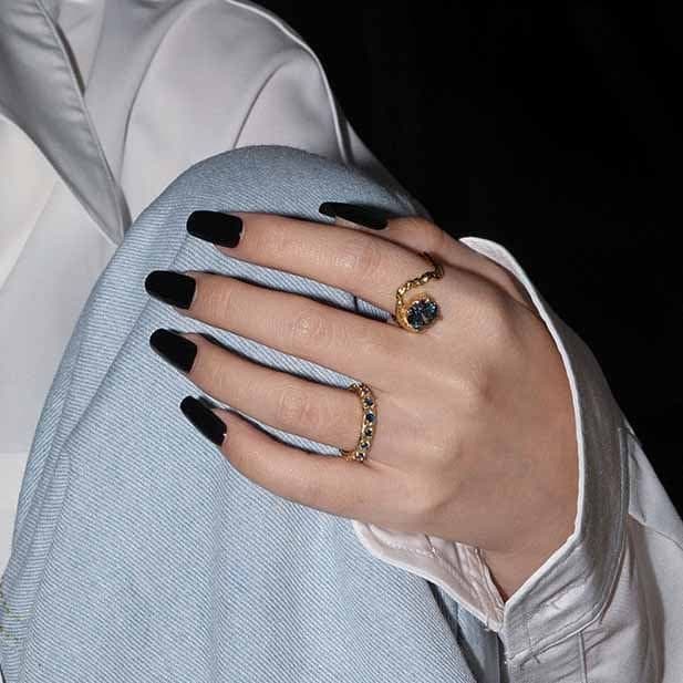 Irregular Blue CZ 925 Sterling Silver Adjustable Ring
