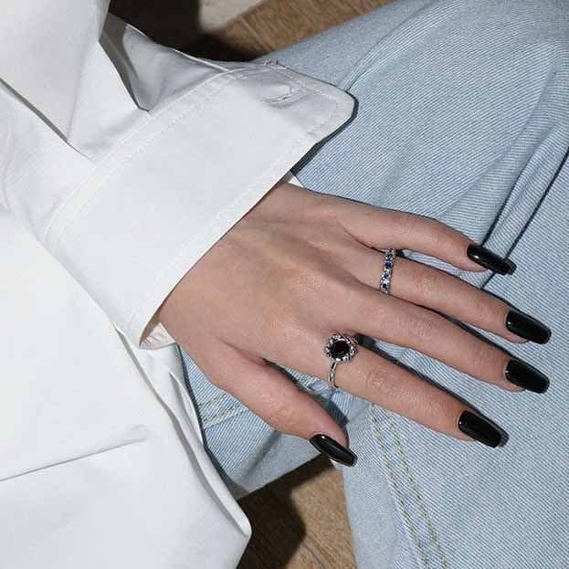 Irregular Blue CZ 925 Sterling Silver Adjustable Ring