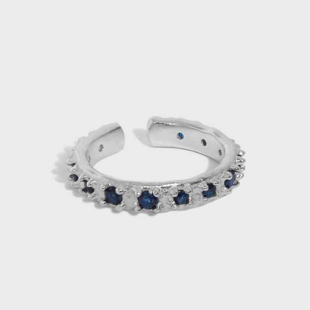 Irregular Blue CZ 925 Sterling Silver Adjustable Ring