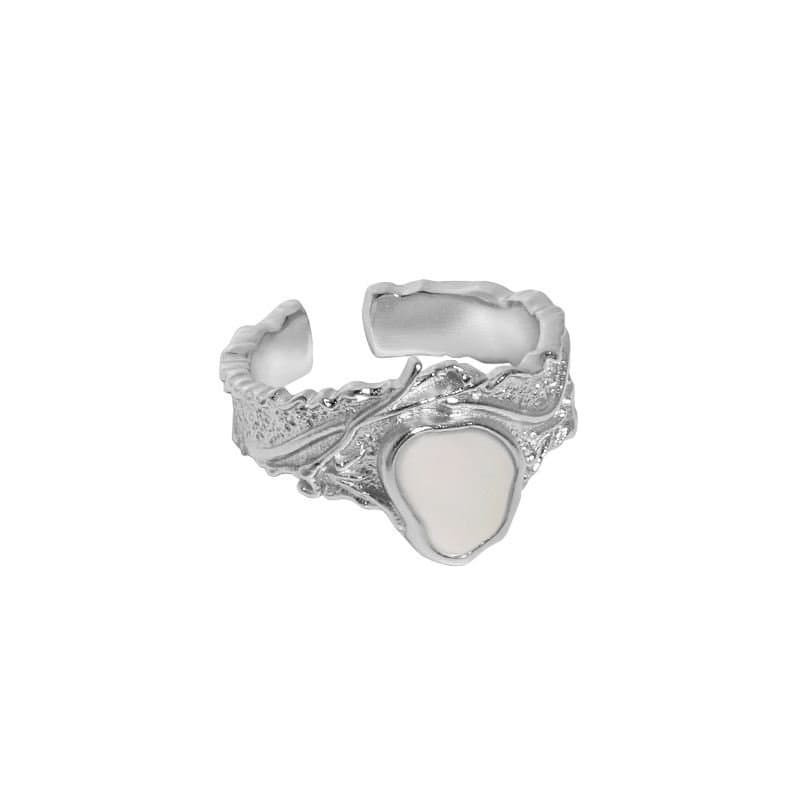 Irregular Mother of Shell 925 Sterling Silver Adjustable Ring