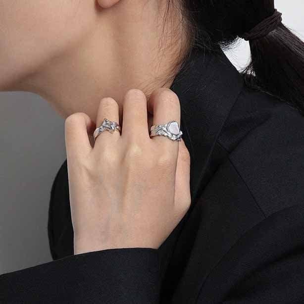 Irregular Mother of Shell 925 Sterling Silver Adjustable Ring