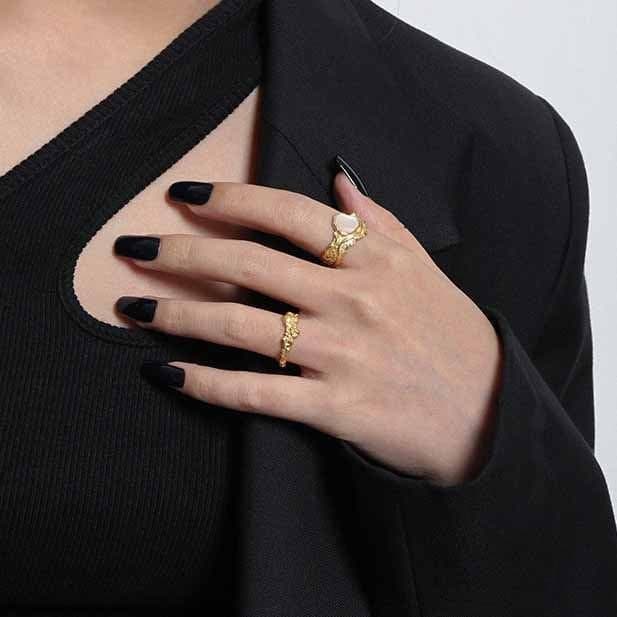 Irregular Mother of Shell 925 Sterling Silver Adjustable Ring