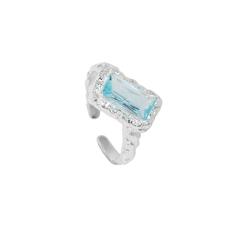Irregular Rectangle Geometric 925 Sterling Silver Adjustable Ring