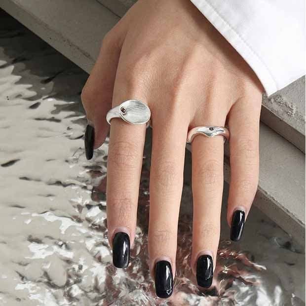 Minimalism Hollow Geometric 925 Sterling Silver Adjustable Ring