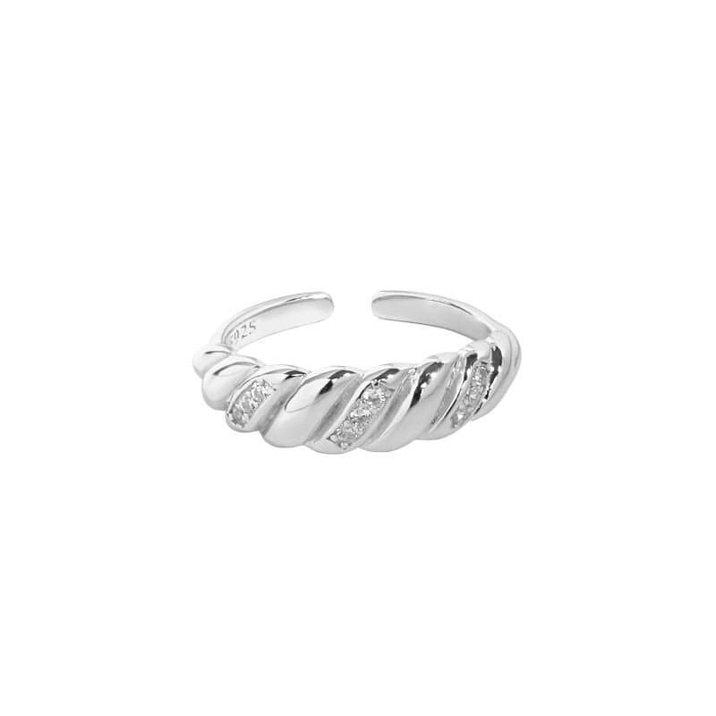 Twisted CZ 925 Sterling Silver Adjustable Ring