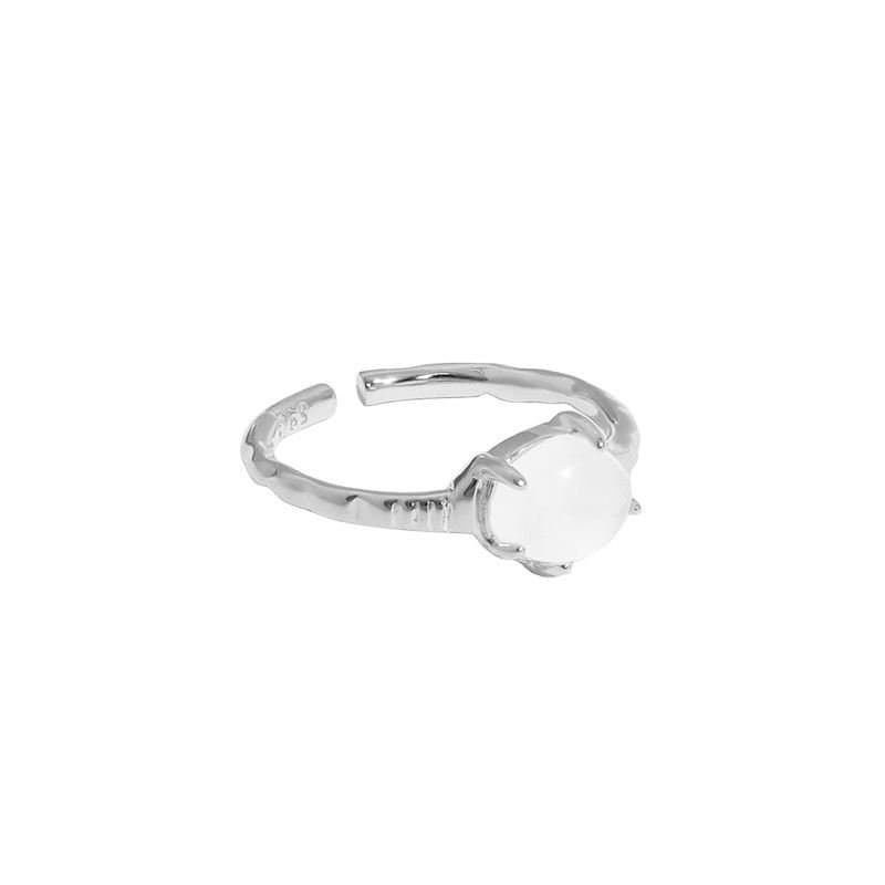 Geometric Round Crystal 925 Sterling Silver Adjustable Ring