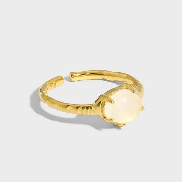 Geometric Round Crystal 925 Sterling Silver Adjustable Ring
