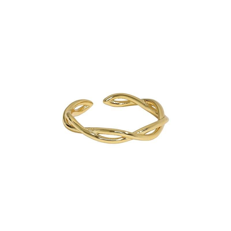 Hollow Twisted Cross 925 Sterling Silver Adjustable Ring