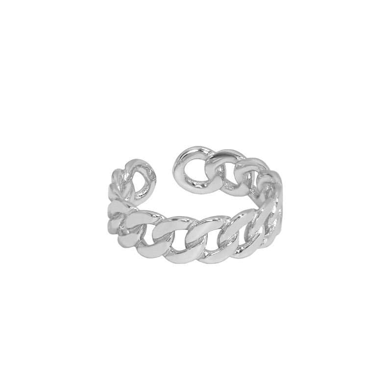 Hollow Chain 925 Sterling Silver Adjustable Ring