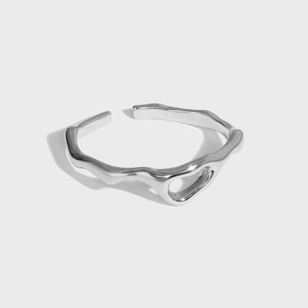 Irregular Hollow 925 Sterling Silver Adjustable Ring