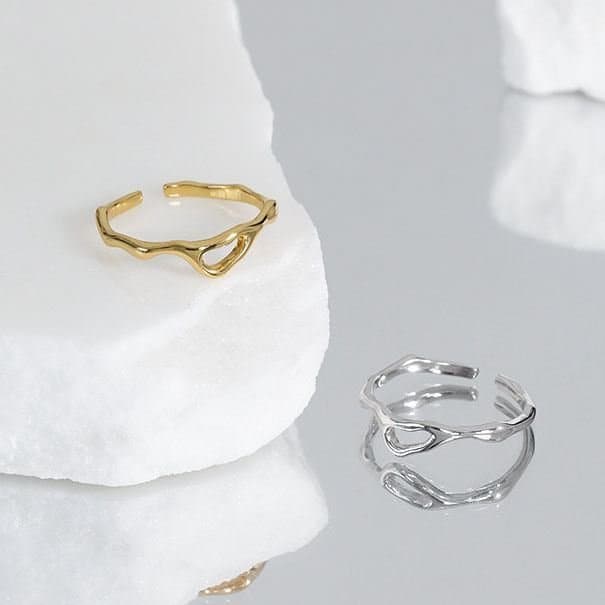 Irregular Hollow 925 Sterling Silver Adjustable Ring