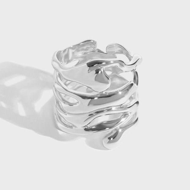 Multi Layer Cross 925 Sterling Silver Adjustable Ring