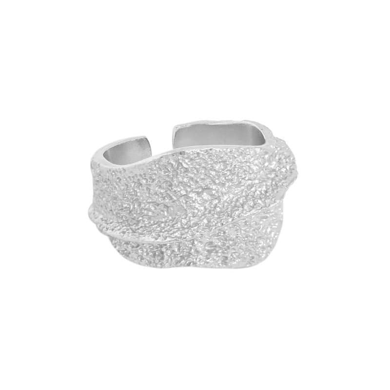 Irregular Wave Wide 925 Sterling Silver Adjustable Ring