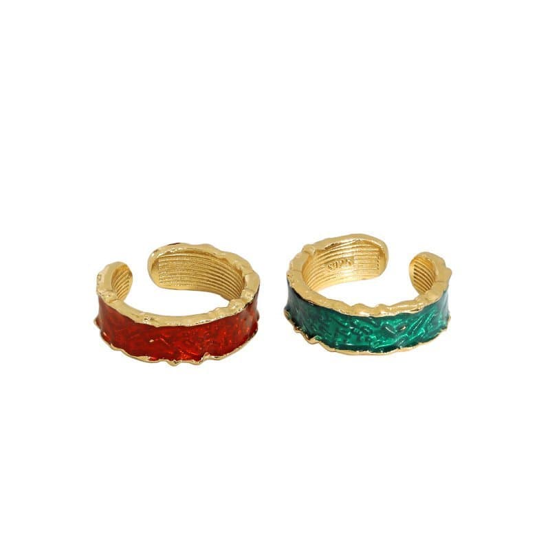 Epoxy Irregular 925 Sterling Silver Adjustable Ring