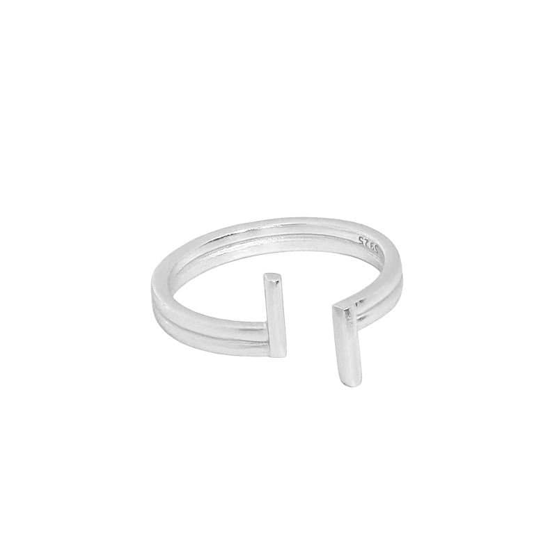 Double T Letters 925 Sterling Silver Adjustable Ring