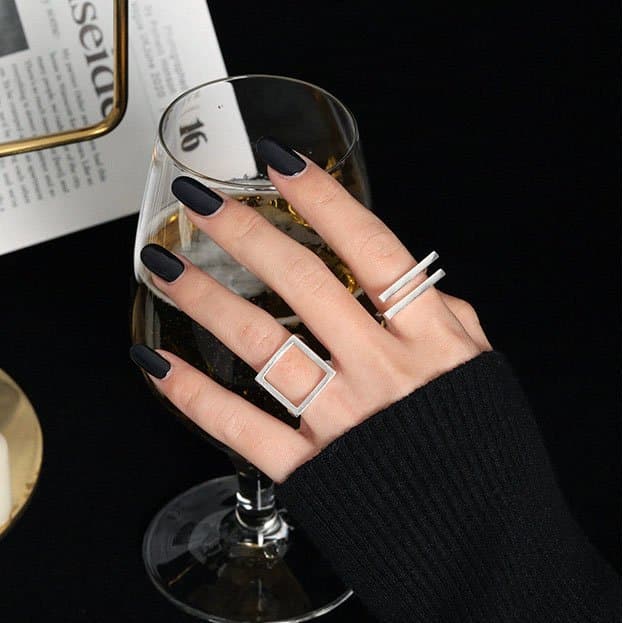 Minimalism Geometric Strips 925 Sterling Silver Adjustable Ring