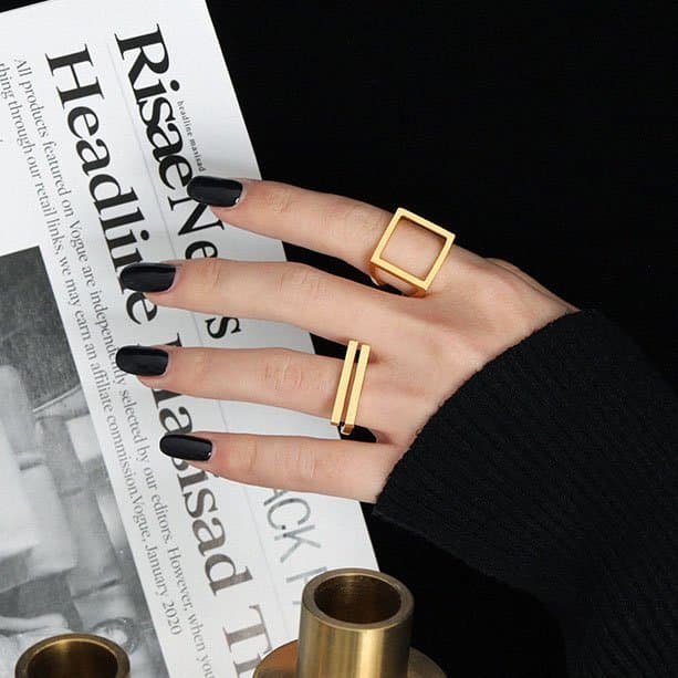 Minimalism Geometric Strips 925 Sterling Silver Adjustable Ring