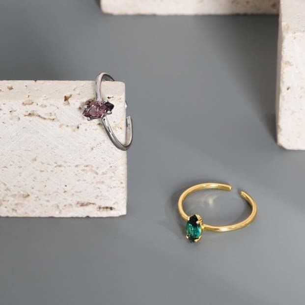 Oval Created Tourmaline 925 Sterling Silver Adjustable Ring