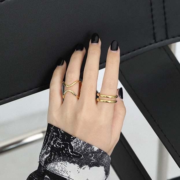 Hollow Irregular 925 Sterling Silver Adjustable Ring