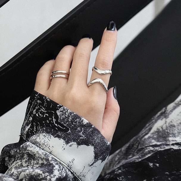 Hollow Irregular 925 Sterling Silver Adjustable Ring