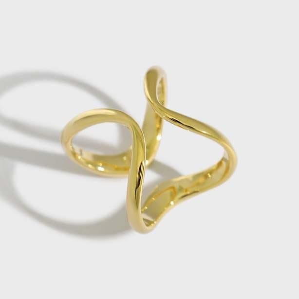 Hollow Irregular 925 Sterling Silver Adjustable Ring
