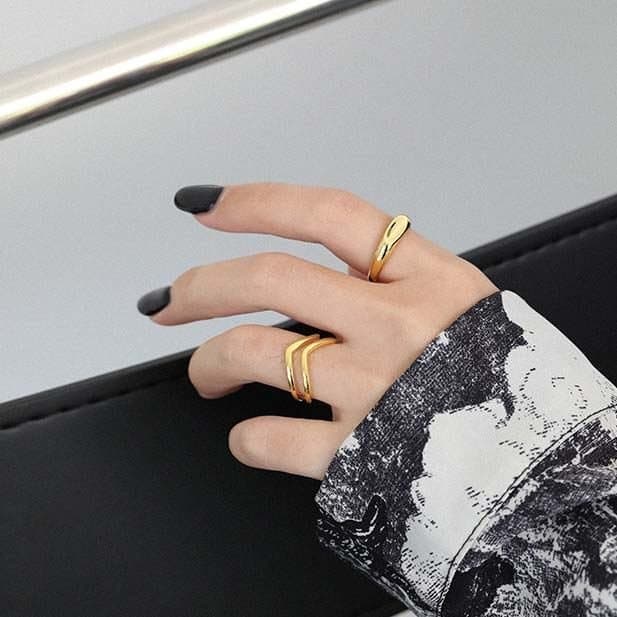 Minimalism Geometric Arc 925 Sterling Silver Adjustable Ring
