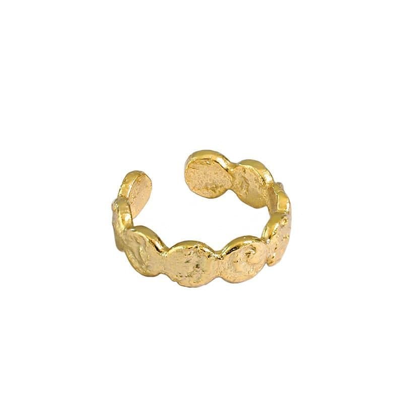 Irregular Wave Round 925 Sterling Silver Adjustable Ring