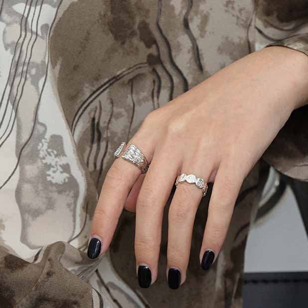 Irregular Wave Round 925 Sterling Silver Adjustable Ring