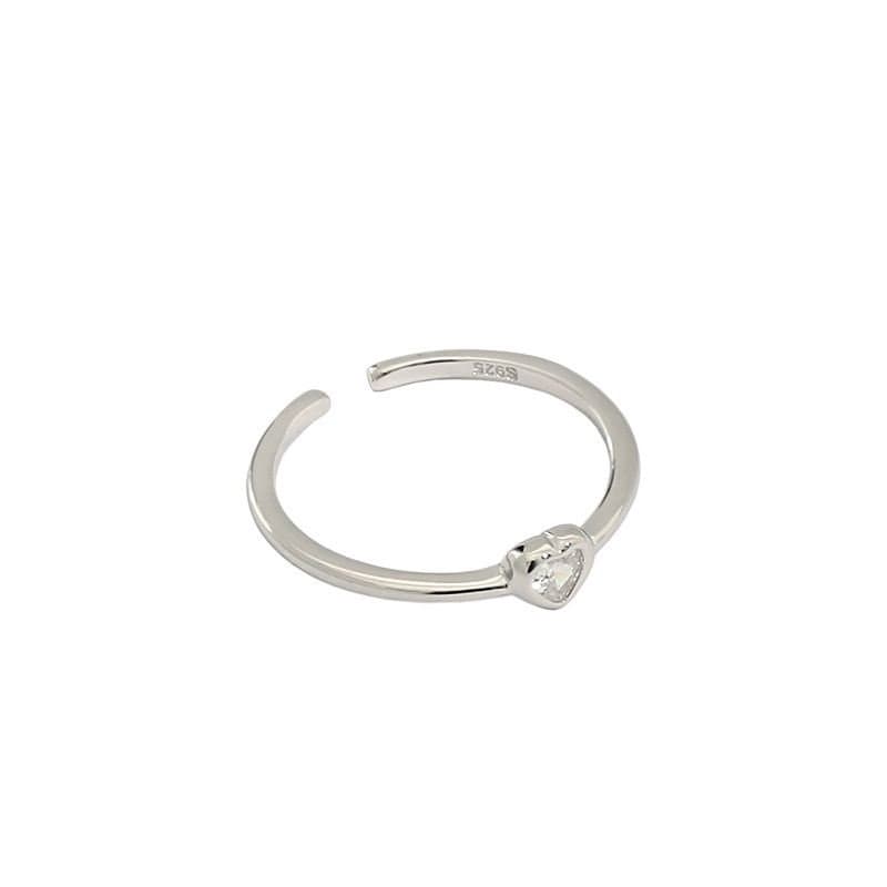 CZ Heart 925 Sterling Silver Adjustable Ring