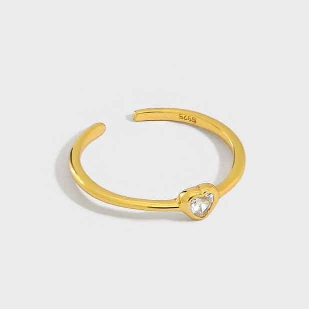 CZ Heart 925 Sterling Silver Adjustable Ring