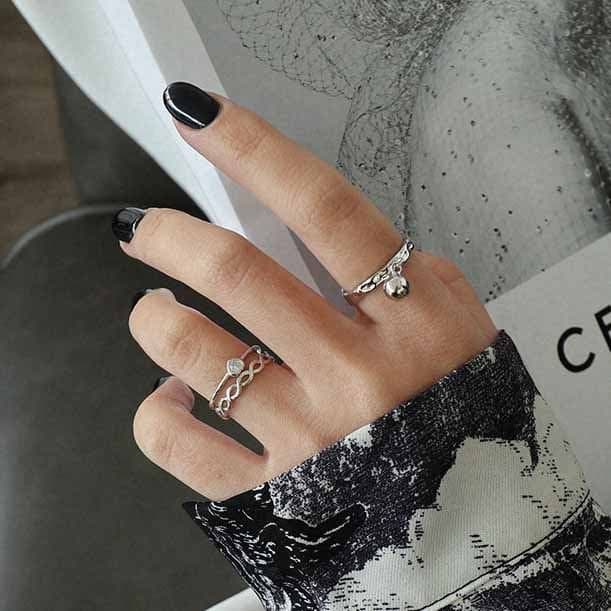 CZ Heart 925 Sterling Silver Adjustable Ring