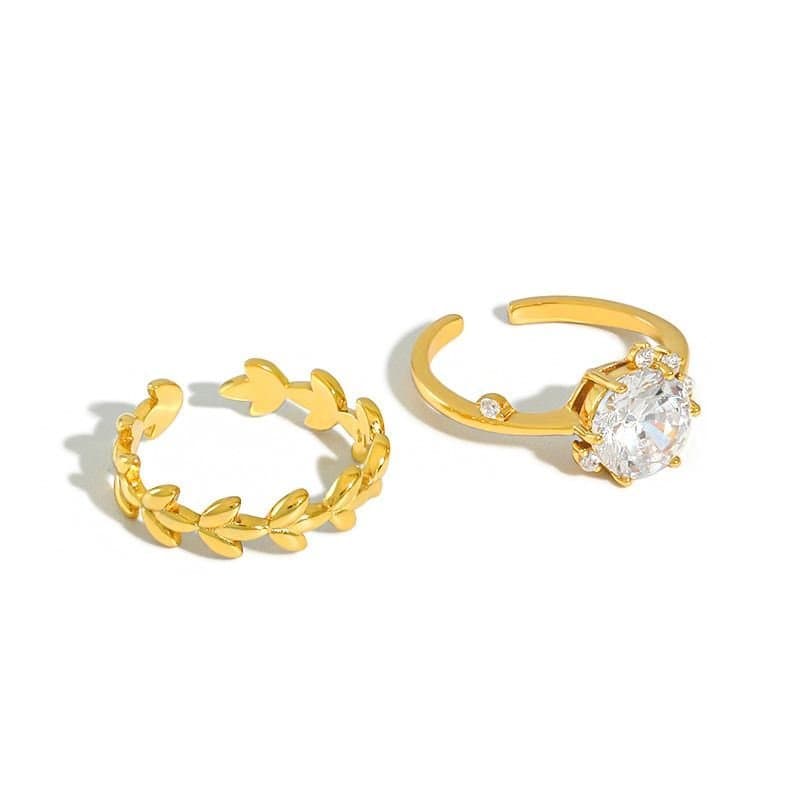Olive Branch CZ 925 Sterling Silver Adjustable Ring
