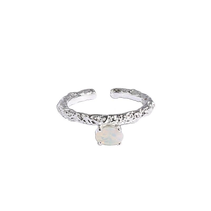 Oval Created Opal 925 Sterling Silver Adjustable Ring