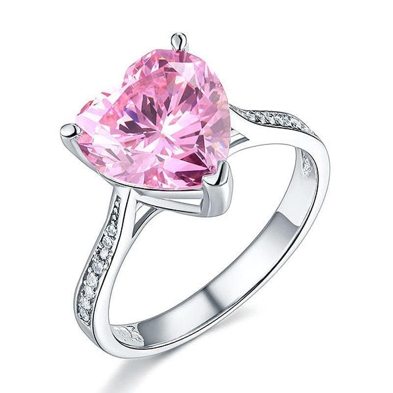 3.5 Carat Heart Pink Created Diamond Ring