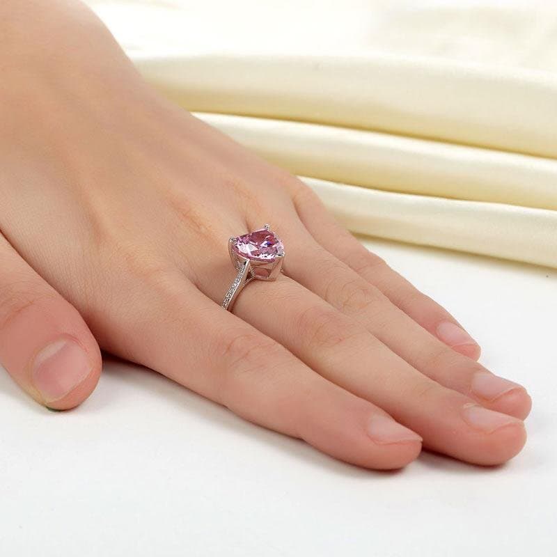 3.5 Carat Heart Pink Created Diamond Ring