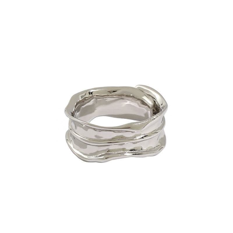 Irregular Grain 925 Sterling Silver Adjustable Ring