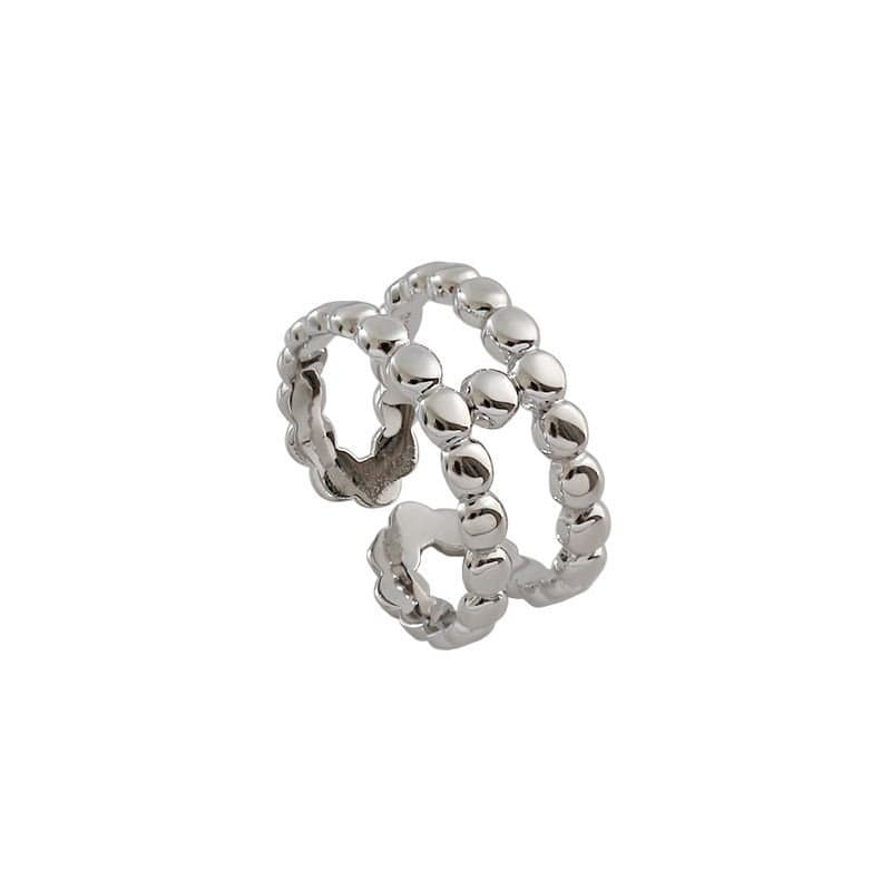 Beads Doule Layer H 925 Sterling Silver Adjustable Ring