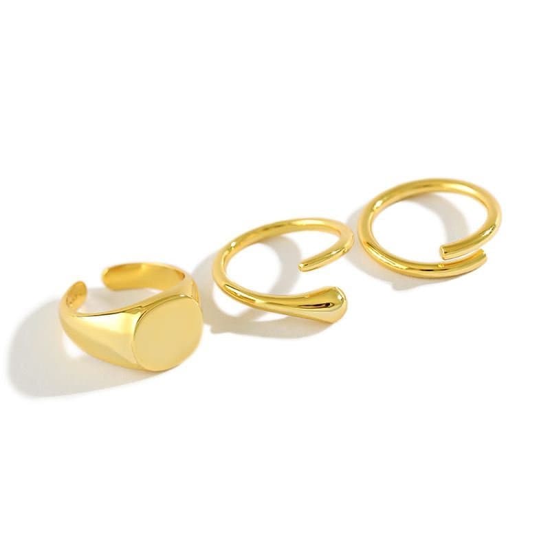 Geometric Waterdrop Round 925 Sterling Silver Adjustable Ring