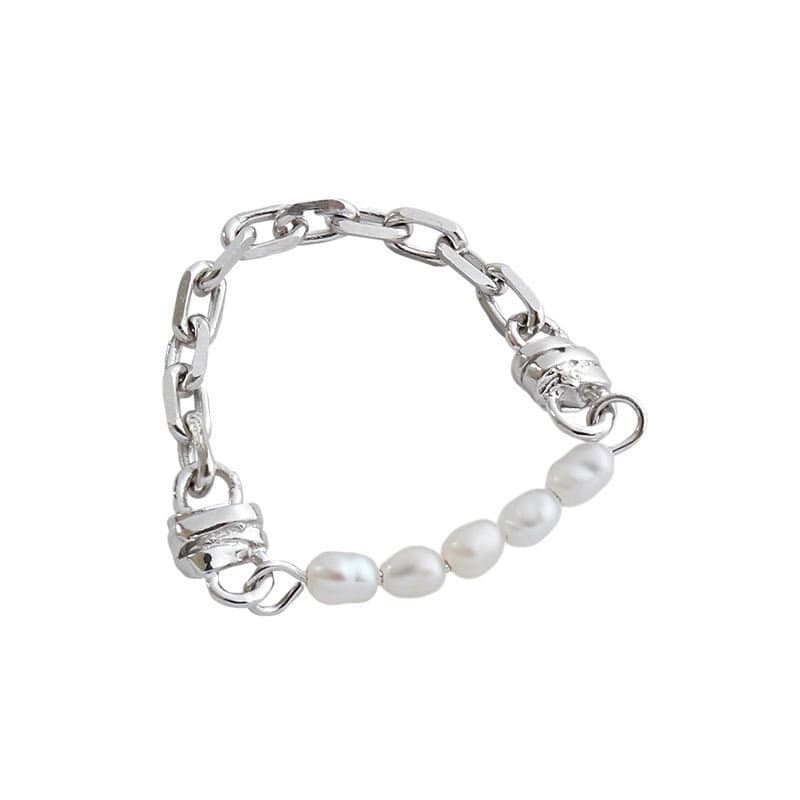 Natural Pearls Chain 925 Sterling Silver Ring